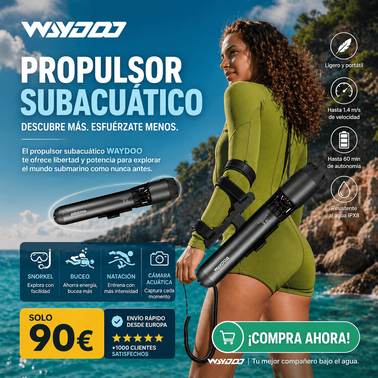 Scooter Subacuático Waydoo Subnado en Negro y Rojo, Edición Especial