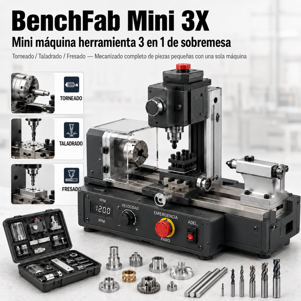 BenchFab Mini 3X – mini torno 3 en 1 para bricolaje y modelismo