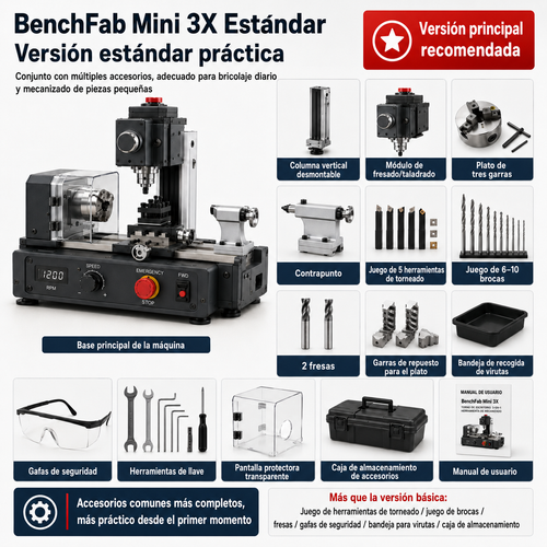 BenchFab Mini 3X – mini torno 3 en 1 para bricolaje y modelismo
